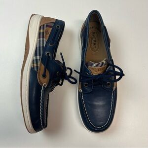 Sperrys Women’s Boat Shoe Size 6.5 Navy and Plaid NWOT